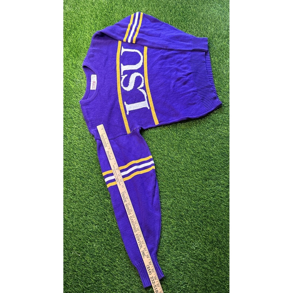 Vintage 1980's LSU TIGERS Cliff Engle Crew Neck Knit Sweater Made in‎ USA Large - Picture 6 of 11